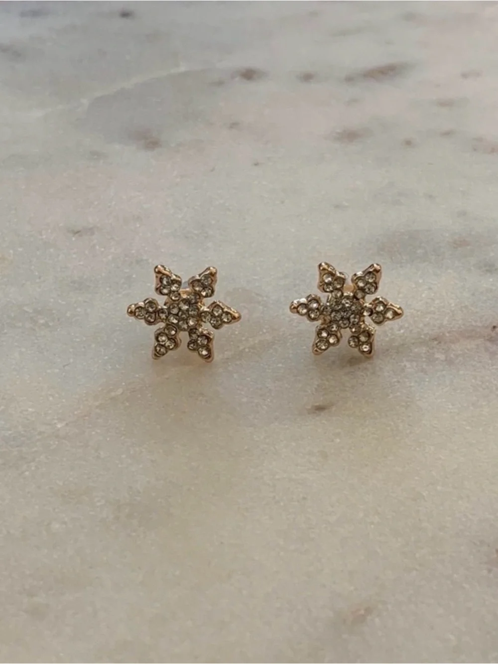 Crystal Snowflake Gold Stud Earrings - Women’s/Kid’s Jewelry